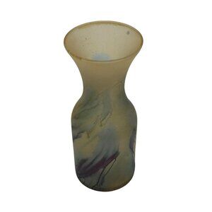 Israeli Originals-Vintage Hand Painted Art Nouveau Glass Vase by Reuven - Marked